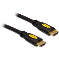 Delock HDMI Anschlusskabel HDMI-A Stecker 0.5 m Schwarz 83737 vergoldete Steckkontakte, 4K UHD, verdrillt HDMI-Kabel