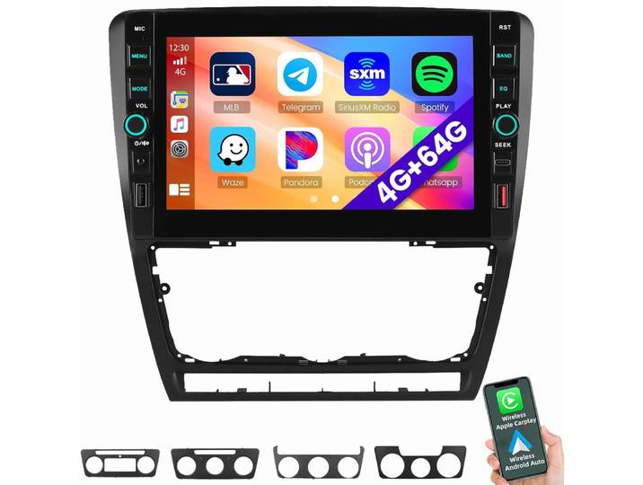 ESSGOO Für Skoda Octavia 2 2008-2013 Android 15 Carplay RDS FM Navi WiFi Autoradio (RDS, Digitalradio (DAB), FM, AM)