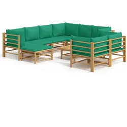 Helloshop26 - Gartenmöbel-Set 10-teilig mit Kissen grüner Bambus 02_0015191