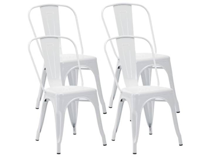 Duhome 4er Set Esszimmerstuhl aus Metall mit Rückenlehne, Weiß Bistrostuhl aus Eisen Esszimmerstuhl, Stapelbare Küchenstühle
