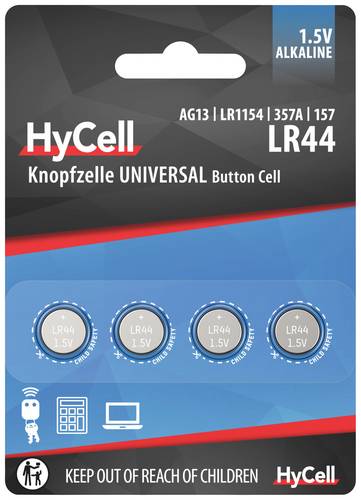 HyCell Knopfzelle LR44 1.5V 4 St. 140 mAh Alkali-Mangan AG13