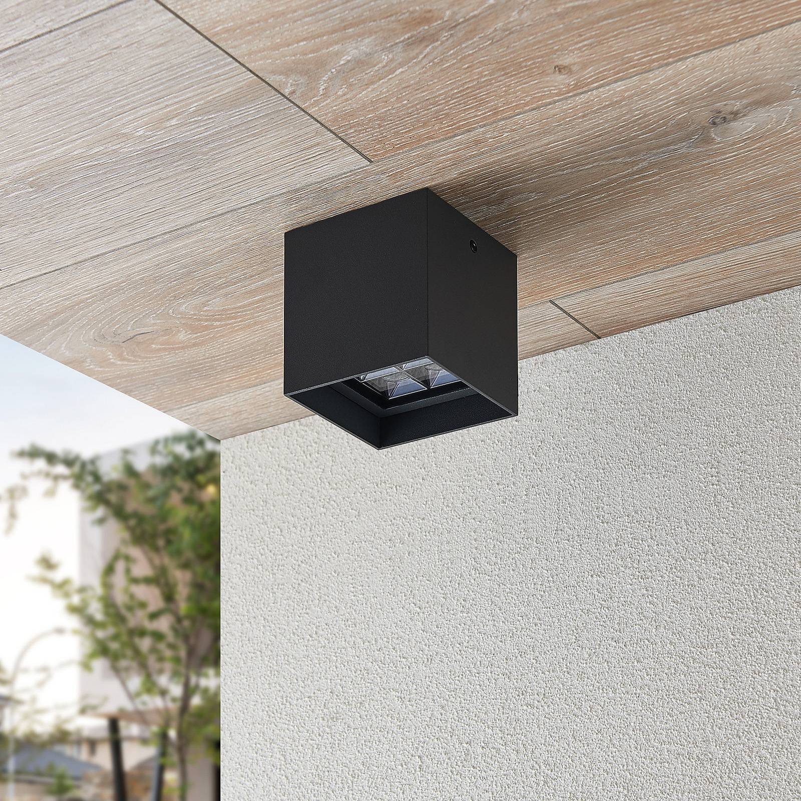 LED Außendeckenleuchte Eveta Lindby, schwarz, Aluminium, Modern, LED Deckenleuchten