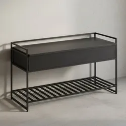 KADIMA DESIGN Flurbank SILLARO: Holz-Metall-Mix, hochklappbare Sitzfläche, 90x52x38 cm, Schuh-Aufbewahrung, 200 kg Belastung.