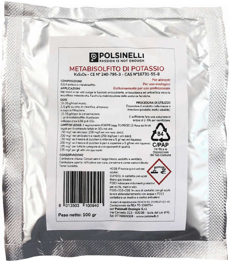 Polsinelli Metabisolfito di potassio (100 g)