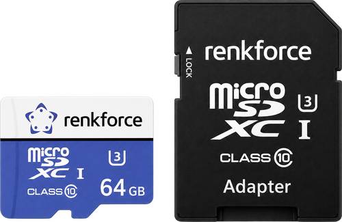 Renkforce RFmSD64 microSDXC-Karte 64GB A1 Application Performance Class, v30 Video Speed Class inkl. SD-Adapter