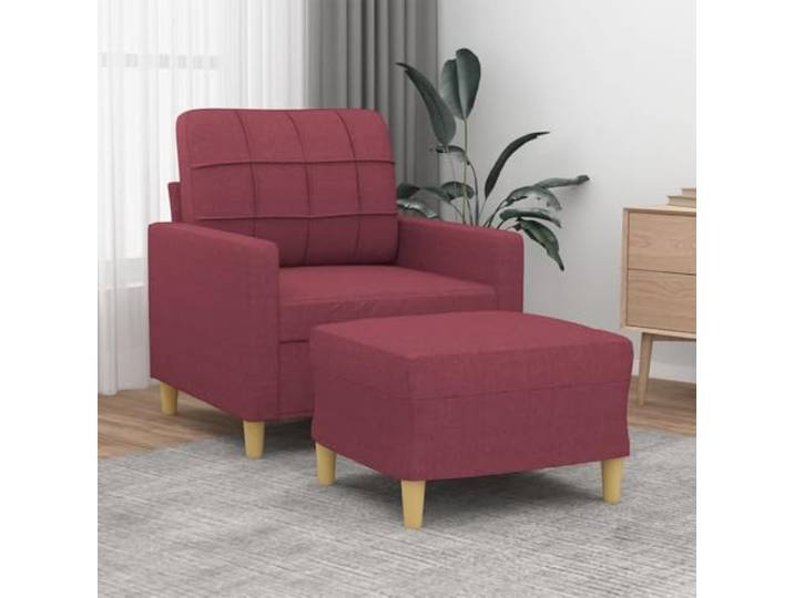 HEFZGDB Weinroter Sessel mit Hocker 60 cm Stoff Polsterstuhl Relaxsessel für Wohnzimmer Bequeme Sitzgelegenheit mit Fußhocker Strapazierfähiger Bezug Robustes Gestell Vielseitiges