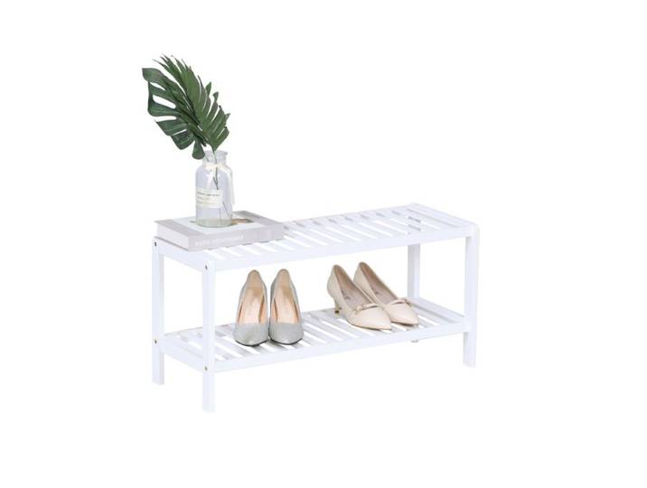 Relaxdays Weißes Schuhregal aus Bambus