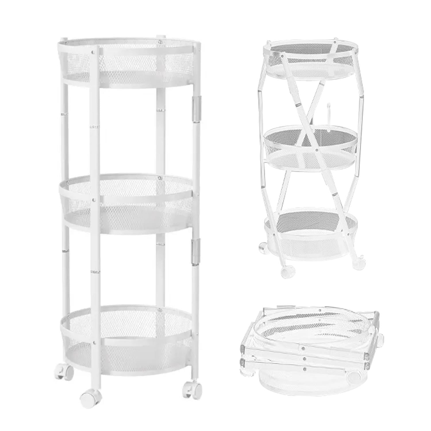 SevenComfort serveerwagen, inklapbare keukentrolley met 3 plateaus, wit