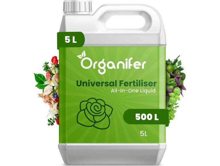 Plantenvoeding All-In-One (5L voor 500L) - Plantenvoeding Kamerplanten - Plantenvoeding Vloeibaar - Meststof - Planten Voeding - Voor Kamerplanten\, Balkonplanten\, Potplanten\, Buitenplanten en Moestuin - Organifer