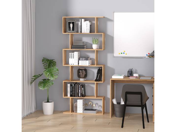 HOMCOM Bibliothèque Zigzag Chêne Clair 80x23x192cm
