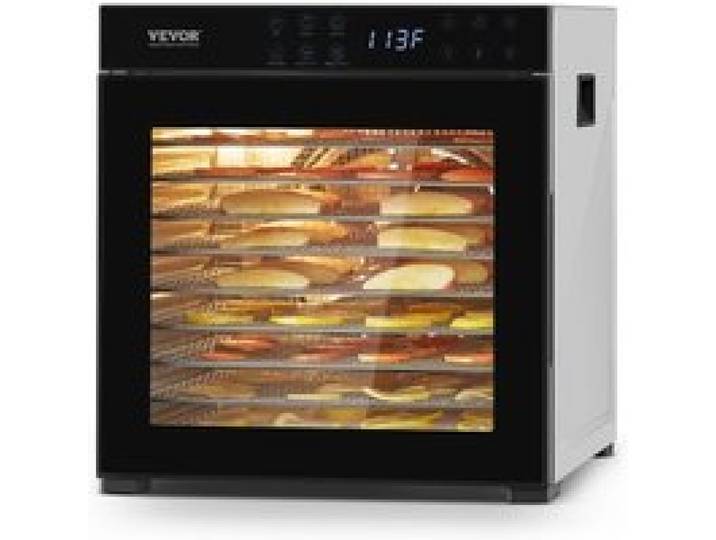 VEVOR Dörrgerät Dörrautomat 10 Edelstahlschalen, elektrischer 1000 W Futtertrockner mit einstellbarer Temperatur, Gefriertrockner für Trockenfleisch Fleisch Obst Gemüse Kräuter Hundeleckerlis
