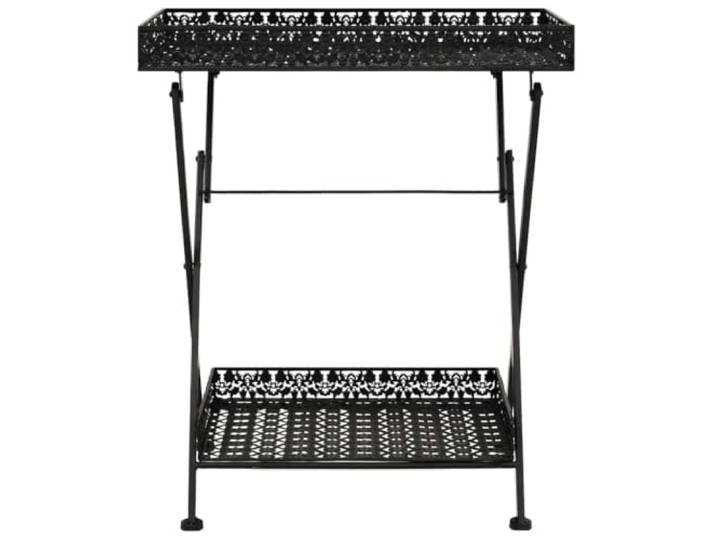 KGHFDVB Beistelltisch 58 x 35 x 72 cm Klappbar Metall Schwarz Metall, klappbar, mit unterer Ablage, Vintage-Look, für Wohnzimmer und Sofa, platzsparend verstaubar