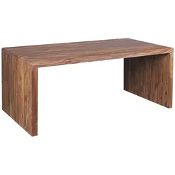 SCHREIBTISCH Massivholz Stauraum Abgerundete Ecken, Braun 200x100x76 cm