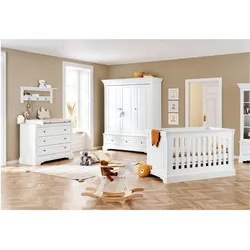 Pinolino, Komplett-Babyzimmer, Kinderzimmer-Set 'Emilia' breit gross inkl. Wandregal, 4-tlg. (Wickelkommode)