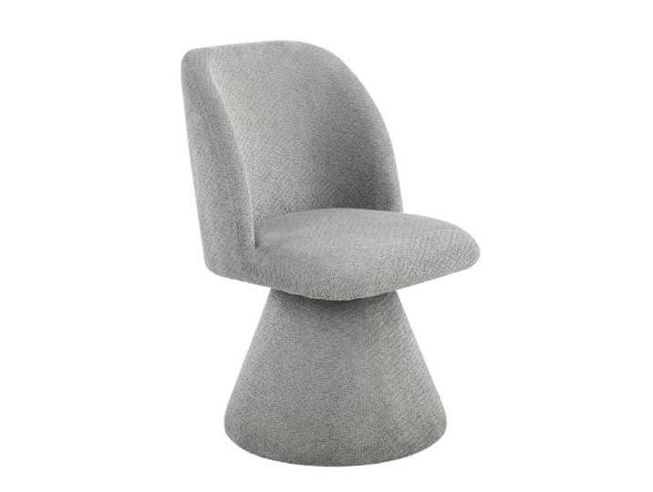 Hela Tische, Drehstuhl Sessel Bari, Bezug Webstoff Grau, Rundrücken, drehbar 360°, gepolsterter Metall-Kegelfuß Dia. 50cm, 120kg belastbar, Oeko-TEX