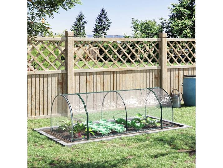 Outsunny Serre Tunnel 2.5x1x0.8m Porte Zippée PVC Métal Vert