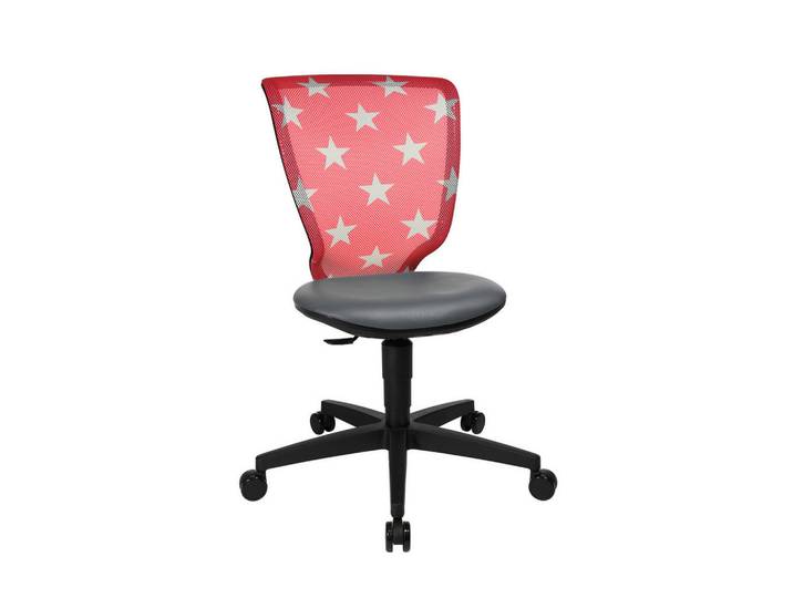 Xora Jugenddrehstuhl, Anthrazit, Rot, Weiß, Stern, Drehkreuz, 44x84-98x40 cm, Arbeitszimmer, Bürostühle, Jugendschreibtischstühle & Kinderschreibtischstühle