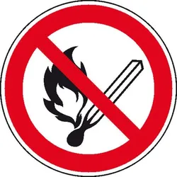 SafetyMarking® Verbotsaufkleber Keine offene Flamme, Feuer, offene Zündquelle und Rauchen verboten 10 cm
