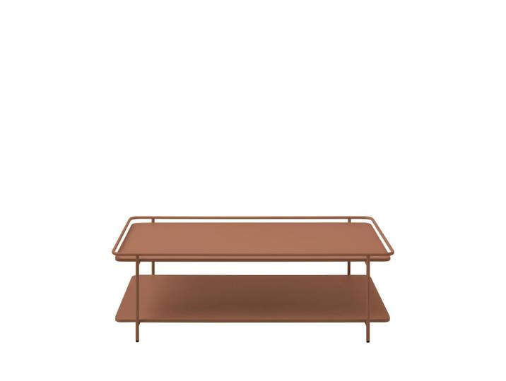 Table basse 2 plateaux en métal - terracotta