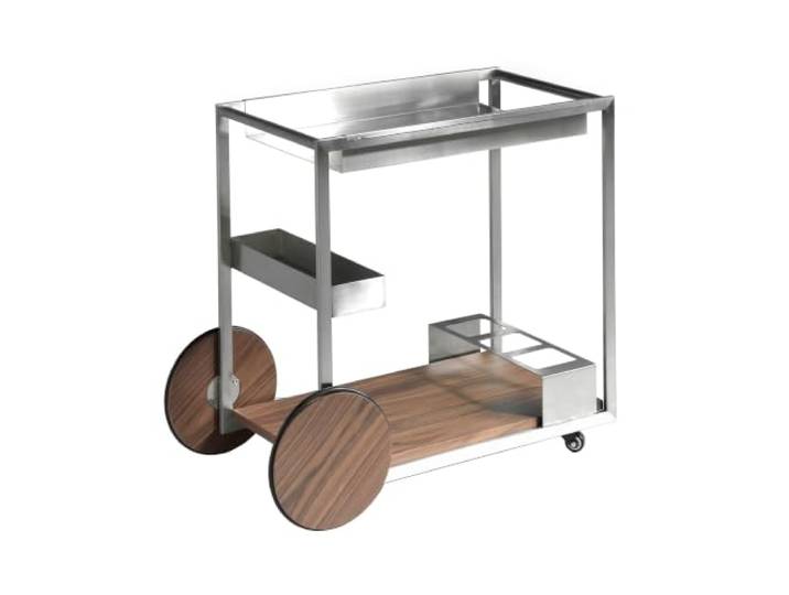 Ángel Cerdá - Minibarwagen aus Stahl und Nussbaum - Minibarwagen mit Rädern und Flaschenhalter - Modern und originell - Langlebig und funktionell 91 x 38 x 74 cm