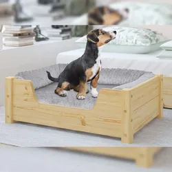 Erst-Holz Gemütliches Tierbett für Katzen und Hunde 60x40 Kiefer natur V-30.32-K-60x40 Rollrost und Matratze inkl.
