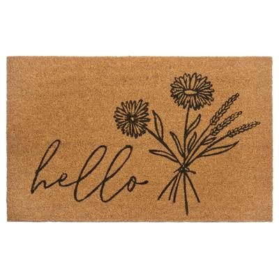 Fußmatte HANSE HOME "Hello & Flowers, Türmatte", braun, B:45cm H:15mm L:75cm, Kokos, Teppiche, Fußmatte, Kokos, Schmutzfangmatte, Outdoor, Rutschfest, Innen, Kokosmatte, Flur