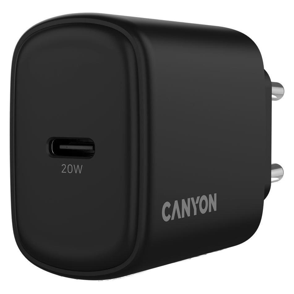 Canyon OnCharge 200, universelles Wandladegerät, 1x USB-C, PD 20W, schwarz (20 W, 1 Port) (CANYON)