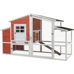Wiltec Hühnerstall 2010x813x1165mm Freilauf Fichtenholz Hühnerhaus Kotwanne Huhn, Gehege
