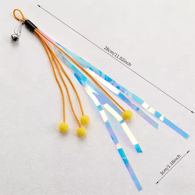 Inspire Curations Metallic Foil Cat Wand Replacement Teaser Toy With Bell 1pc orange