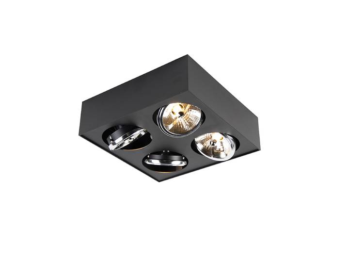 Spot design noir carré 4 lumières - Kaya