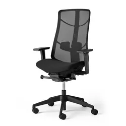 Bürodrehstuhl mit 2D-Armlehnen Jet III König + Neurath Sitzpolster schwarz/ Rücken Netz schwarz, 64.5x101-114.5x64.5; Tiefe Sitz 40-48 cm