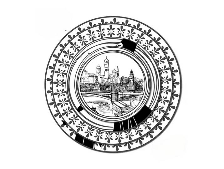 Quality Elegance Speiseteller Schwarz-Weiß mit Retro-Dame & Altstadt-Motiv, Fine Bone China, (4 St), 45 % Knochenasche