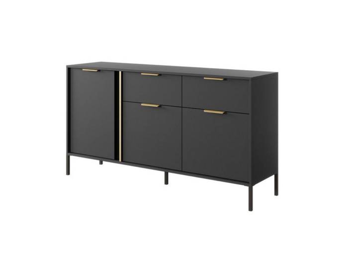 Sepro Meble Sideboard Anthrazit Larysa B, Graphitfarben, 153.1x81.4x39.5 cm, Kleinmöbel, Kommoden, Sideboards