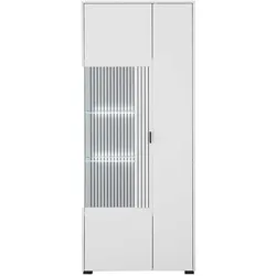 Wohnzimmer Vitrinenschrank in Weiß Glastür