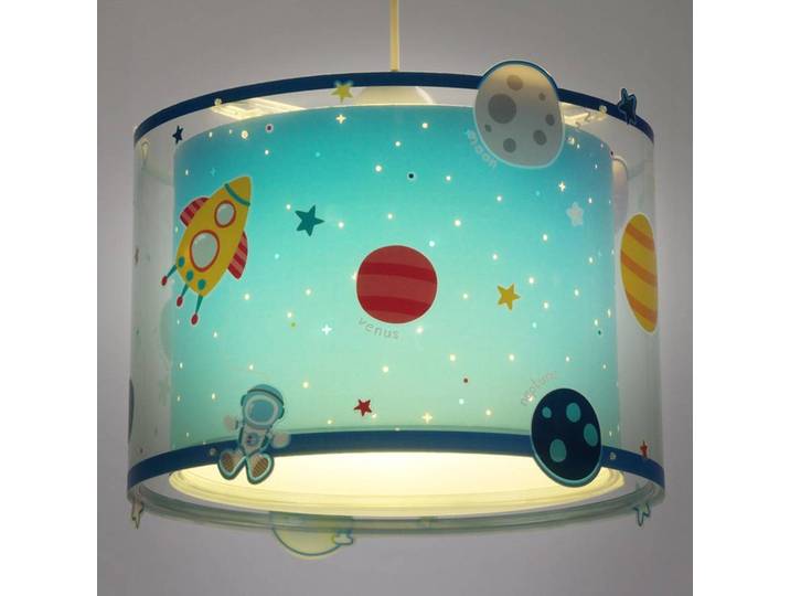 Dalber Hängeleuchte PLANETS, dimmbar, blau, für Kinderzimmer, Kunststoff