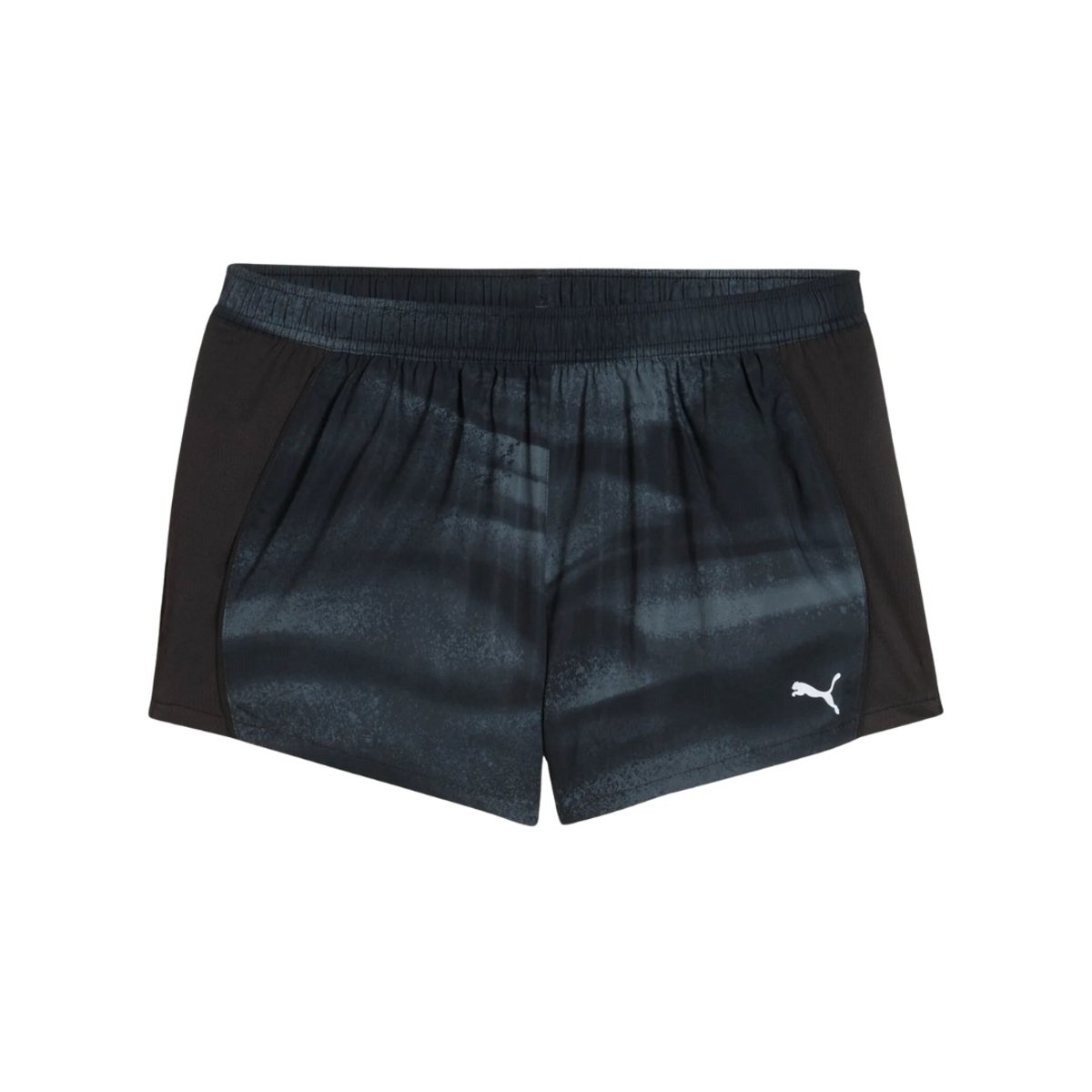Short Puma Run Velocity All-Over Print 3" Preto Feminino, Tamanho XS. Mulher