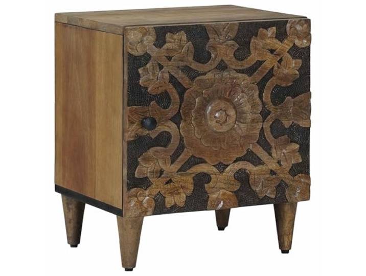 fsahslih Nachttisch Massivholz Mango Beistelltisch Braun 40x33,5x46 cm Echter Holzkonsole für Schlafzimmer und Wohnraum. Pflegeleichtes Design bringt warme Atmosphäre in kleine Ecken.