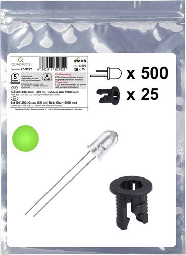Quadrios 25O227 LED-Sortiment Grün Rund 5mm 19000 mcd 20mA 3.0V