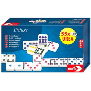 Noris Domino 606108003, Deluxe, Doppel 9, ab 6 Jahre, 2-6 Spieler, 55 Steine