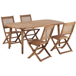 GARTENMÖBEL-SET 4-Sitzer Heller Holzfarbton Paraggi
