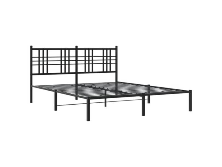 KTHLBRH Bettgestell mit Kopfteil aus Metall, schwarz, 150 x 200 cm Pulverbeschichteter Stahl, Latten inklusive, Platz unten, Montage erforderlich