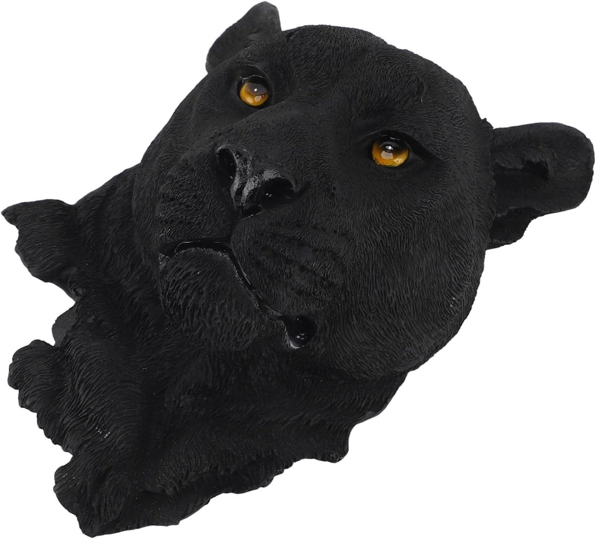 Zwart Luipaard Dierenkop Beeld - 3D Wanddecoratie Sculptuur - 25 x 23 cm