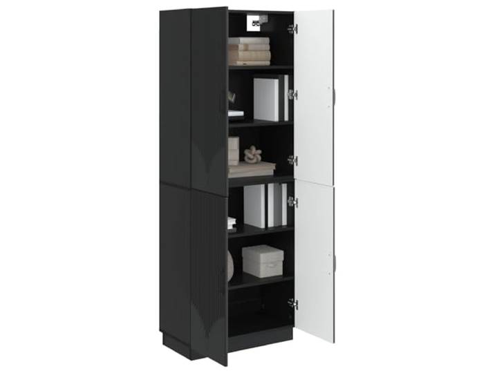 KTHLBRH 2-teiliges Schrank-Set aus schwarzem Holz Für Terrasse und Wohnzimmer, elegantes Design, einfach zu montieren, Outdoor-Möbel