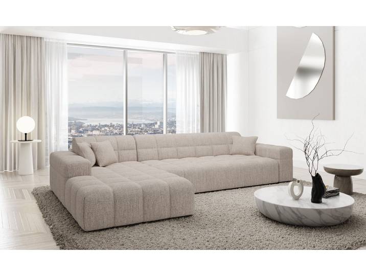 Couch Ibiza L-Form in Stoff Kurz