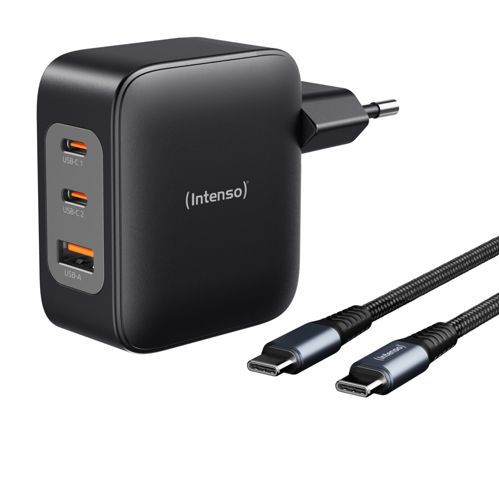 Intenso Power Adapter 100W GaN 2x USB-C 1x USB-A inkl. Kabel 2m