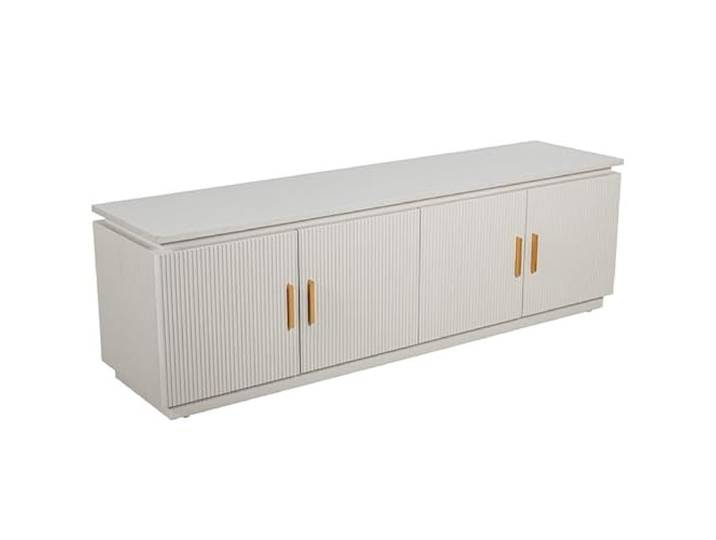 DRW TV Schrank mit 4 Holztüren in Beige 50x160x40cm