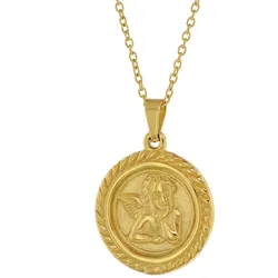 trendor 75884 Damen-Halskette mit Engel-Anhänger Gold auf Edelstahl Ankerkette