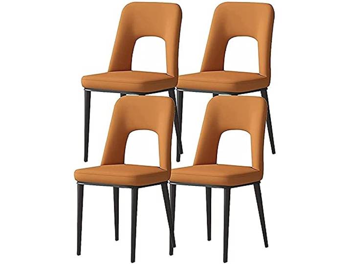 Esszimmerstühle aus Kunstleder, 4er-Set, Küchenstühle, gepolsterte Freizeit, Beine aus Kohlenstoffstahl, Büro-Beistellstühle, Esszimmerstuhl (Color : Orange)
