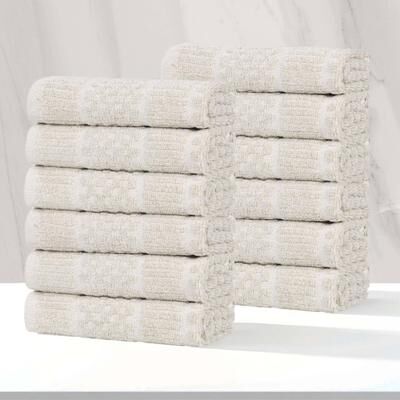 Superior Napels Cotton Viscose Blend Face Towels Washcloths Set of 12 Ultra Soft, Highly Absorbent, Quick Dry Facial Towels