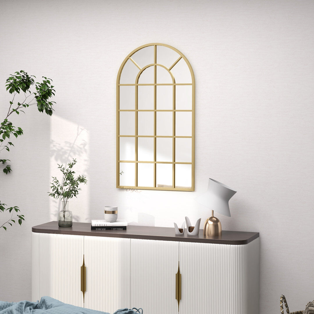 Fairmont Park Arch Modern Arch Window Wall Mirror for Living Room Bedroom, Gold Tone Gold 2.5cm H X 65cm W X 65cm D